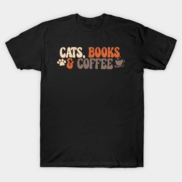 Cats Books Coffee T-Shirt by Miozoto_Design